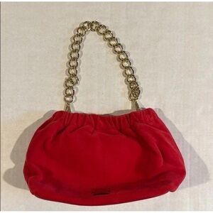Frances Valentine Red and Gold Bici Chain Pouch Bag